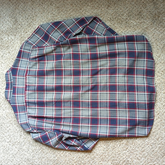 JCrew Men’s Button Down Flannel Shirt, Blue, Grey, and Red Size Slim Large - Picture 2 of 5